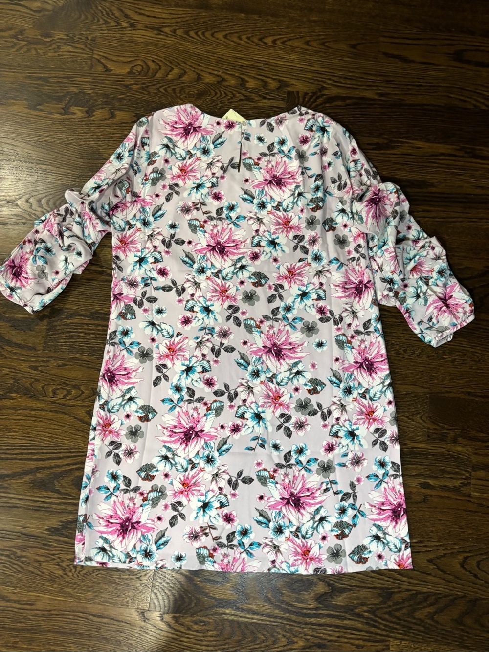 NWT Skies Are Blue Floral Chiffon Shift Dress Knee Length Light Pink M Women - Picture 3 of 5